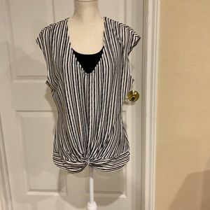 Jules and Leopold black and  white stripe sleeveless top. Poly/spandex, Sz Large